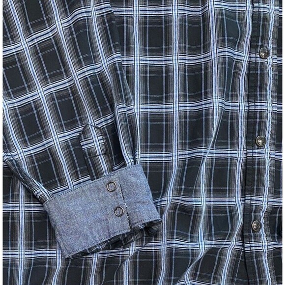 Cody James Authentic Western Apparel Shirt Sz XL Blue Plaid Pearl Snaps Cuffs - Picture 2 of 9